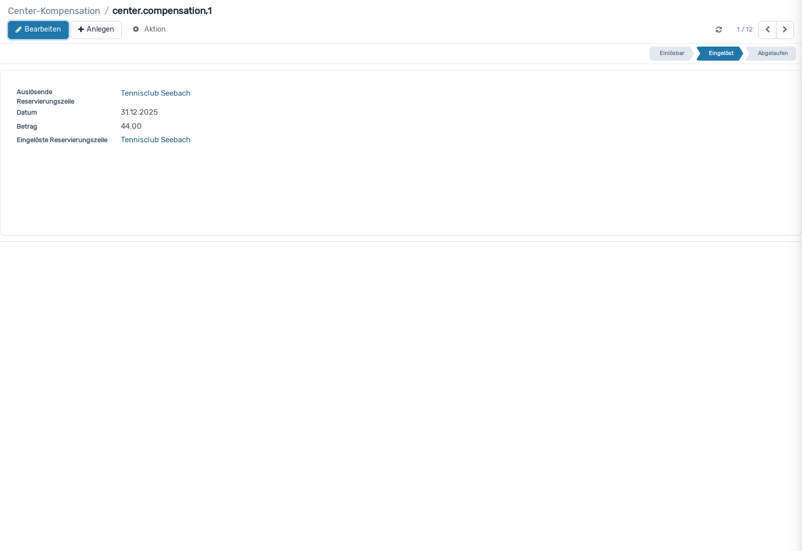 Screenshot: Kompensation