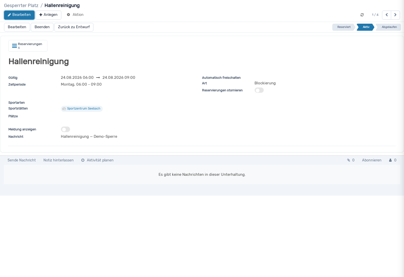 Screenshot: Gesperrter Platz