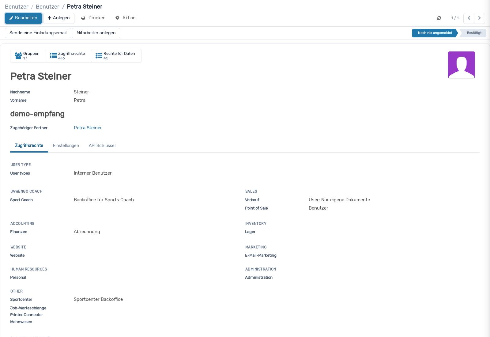 Screenshot: Benutzer anlegen
