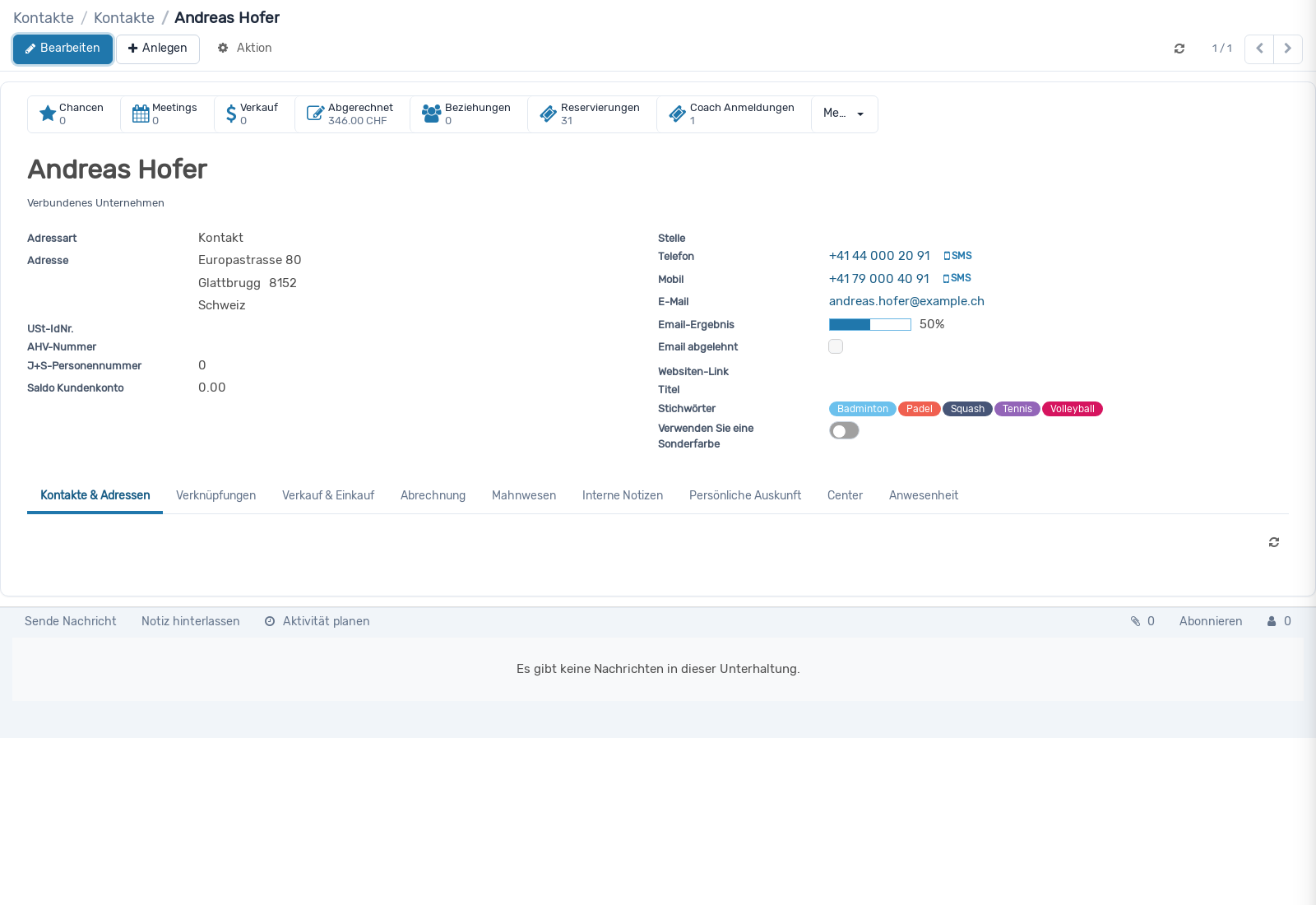 Screenshot: Kontakt erfassen