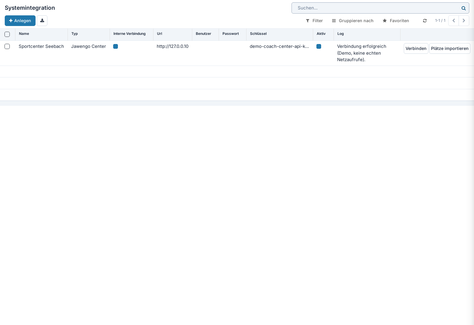 Screenshot: Systemintegration
