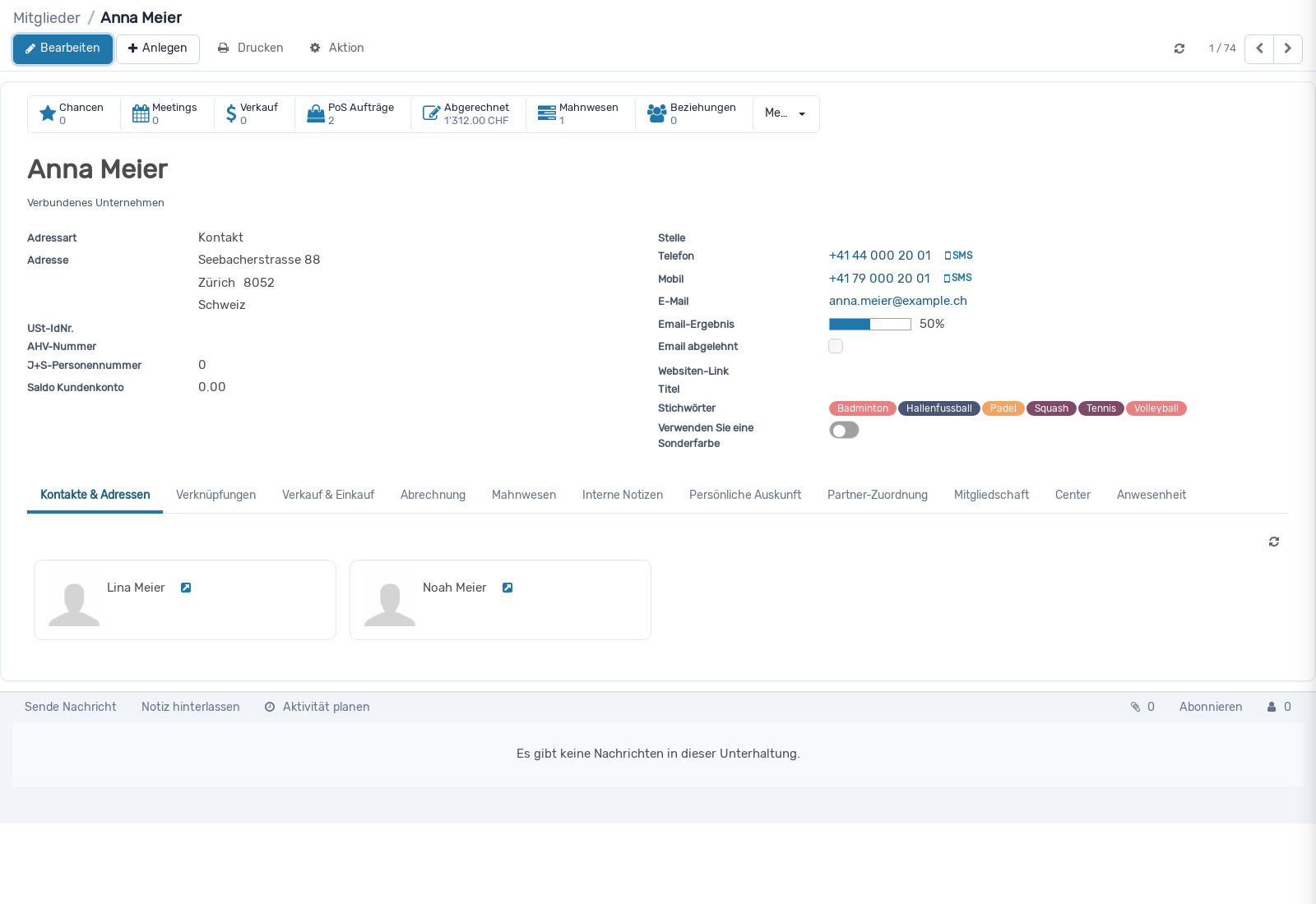 Screenshot: Mitglied erfassen