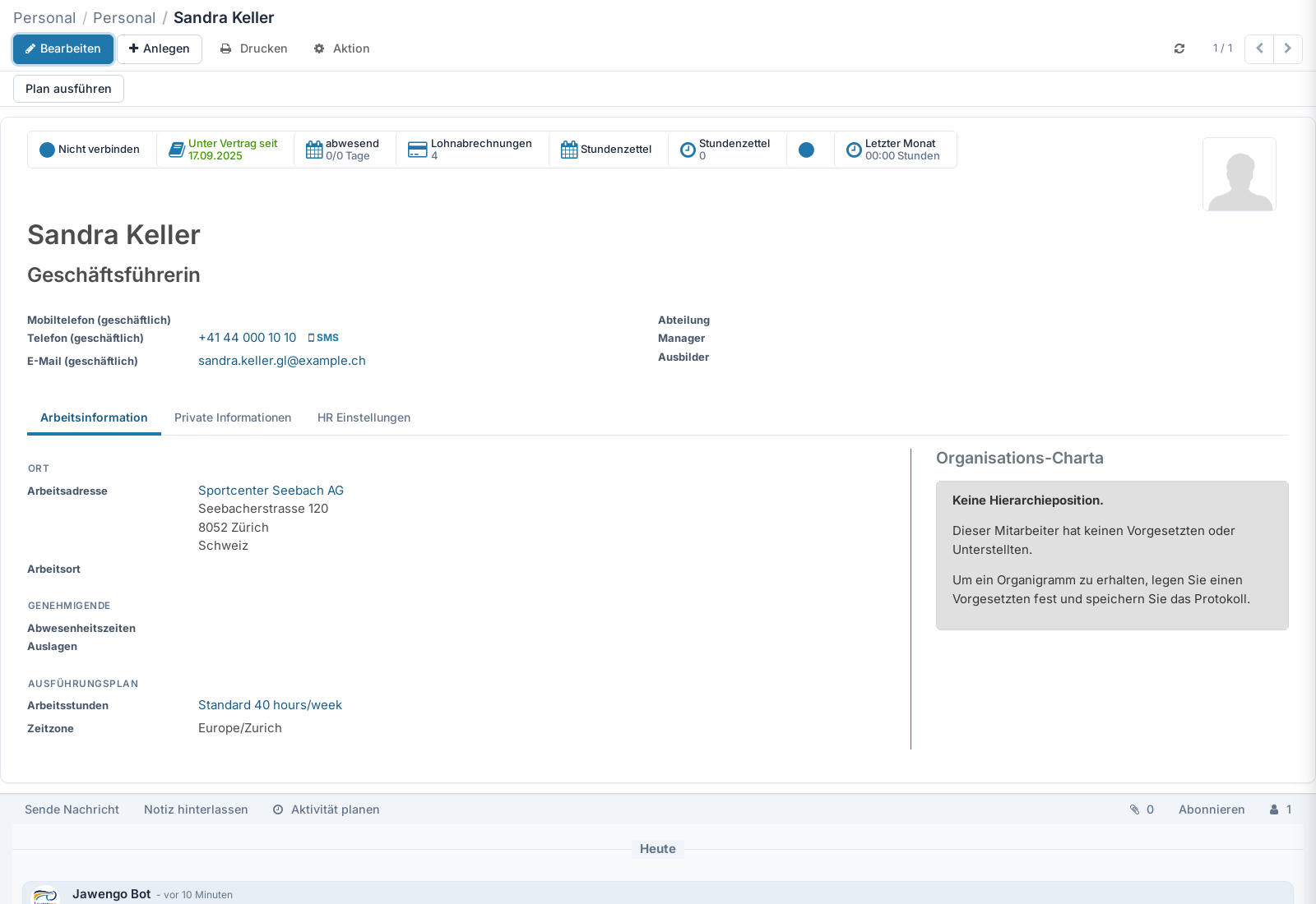 Screenshot: Mitarbeitende erfassen