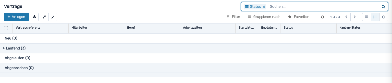 Screenshot: Arbeitsvertrag
